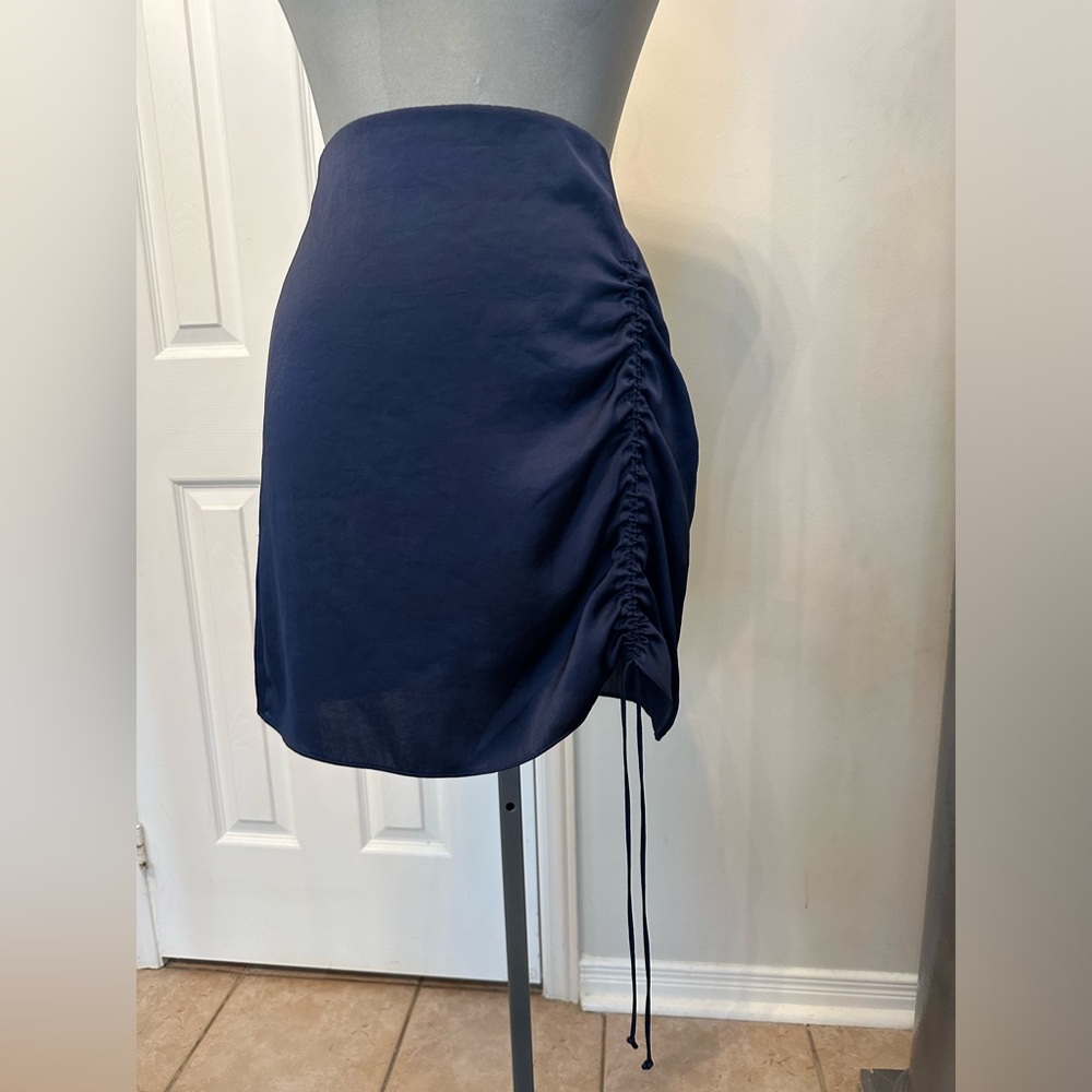 Wilfred Navy Ruched Mini Skirt